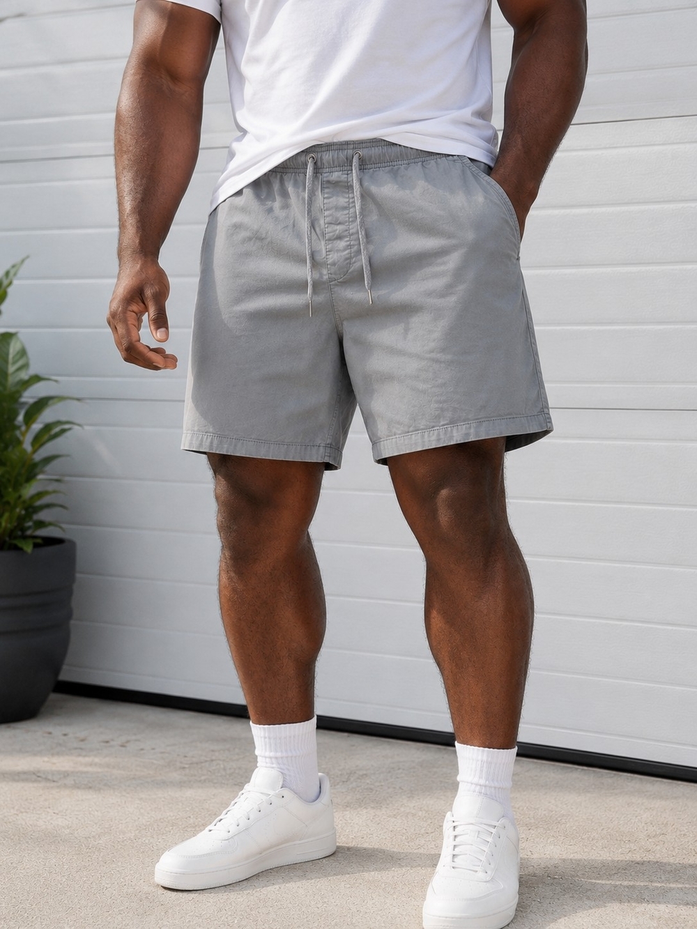 🩶☀Gap Men's Gray Cotton Drawstring Shorts Elastic Waist Casual Comfort XXXL 3XL